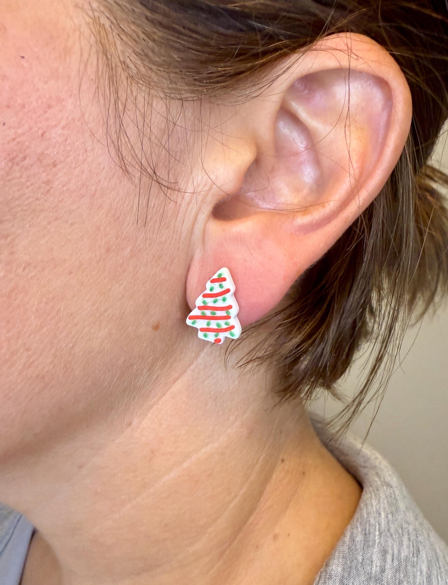 Christmas Cake Stud Earrings | Holiday Dessert Jewelry | Cute Christmas Studs | Festive Food Earrings | Christmas Gift | Lightweight Studs