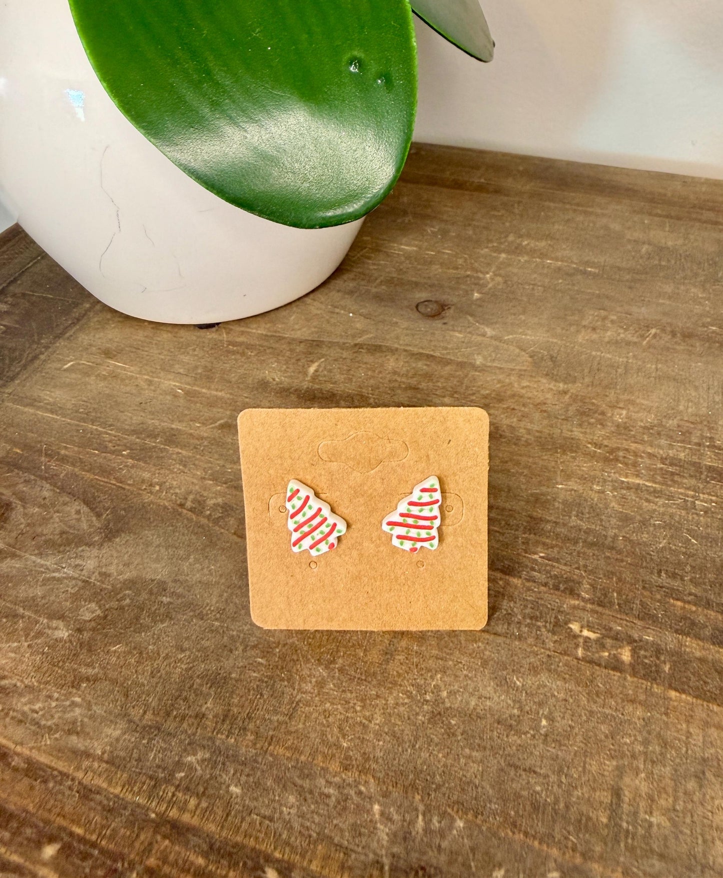 Christmas Cake Stud Earrings | Holiday Dessert Jewelry | Cute Christmas Studs | Festive Food Earrings | Christmas Gift | Lightweight Studs