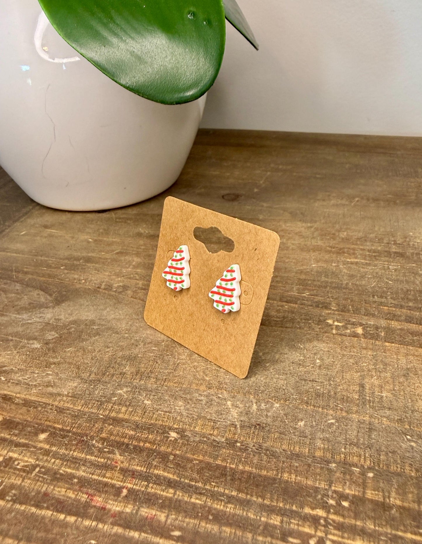 Christmas Cake Stud Earrings | Holiday Dessert Jewelry | Cute Christmas Studs | Festive Food Earrings | Christmas Gift | Lightweight Studs