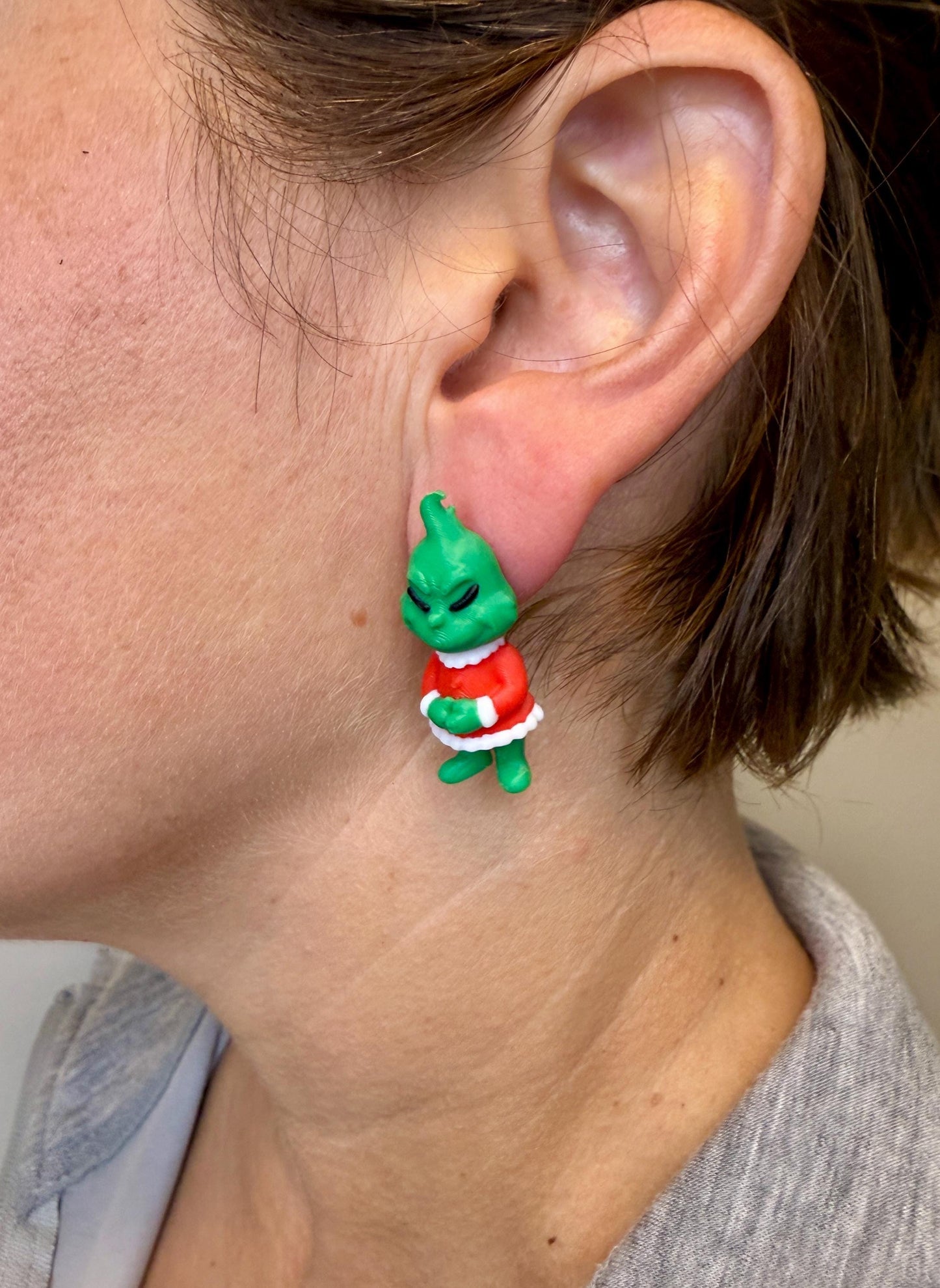 Grinch Christmas Character Earrings | Funny Holiday Earrings | Christmas Jewelry | Cute Green Dangle Earrings | Christmas Gift