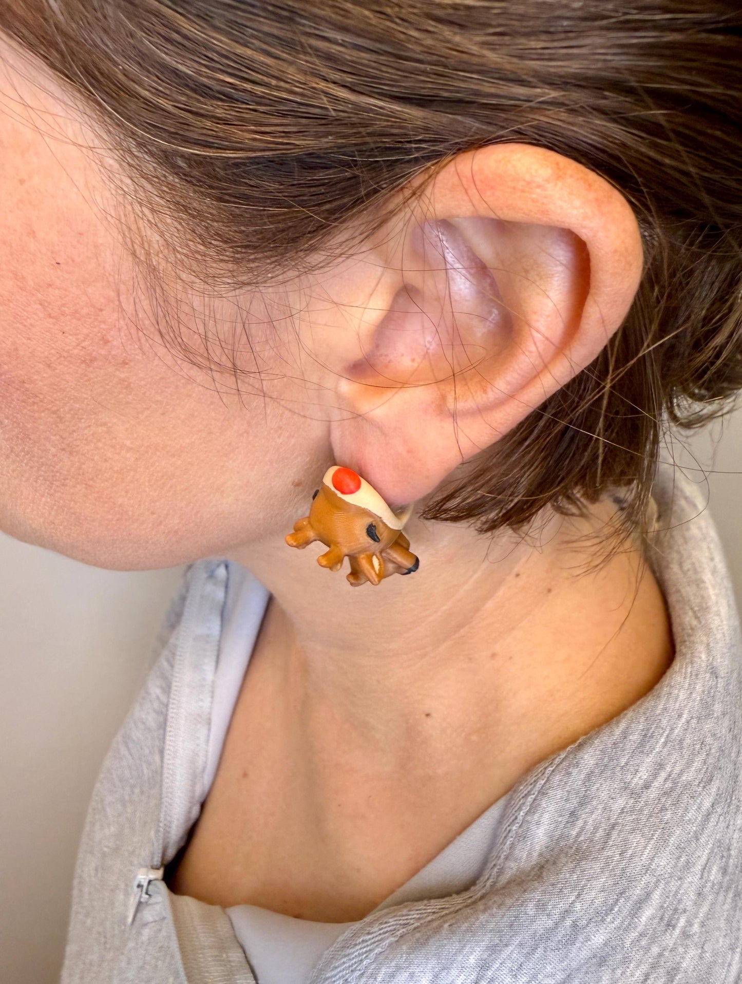 Rudolph Chomper Earrings | Reindeer Christmas Earrings | Cute Holiday Jewelry | 3D Printed Christmas Gift | Funny Reindeer Earrings