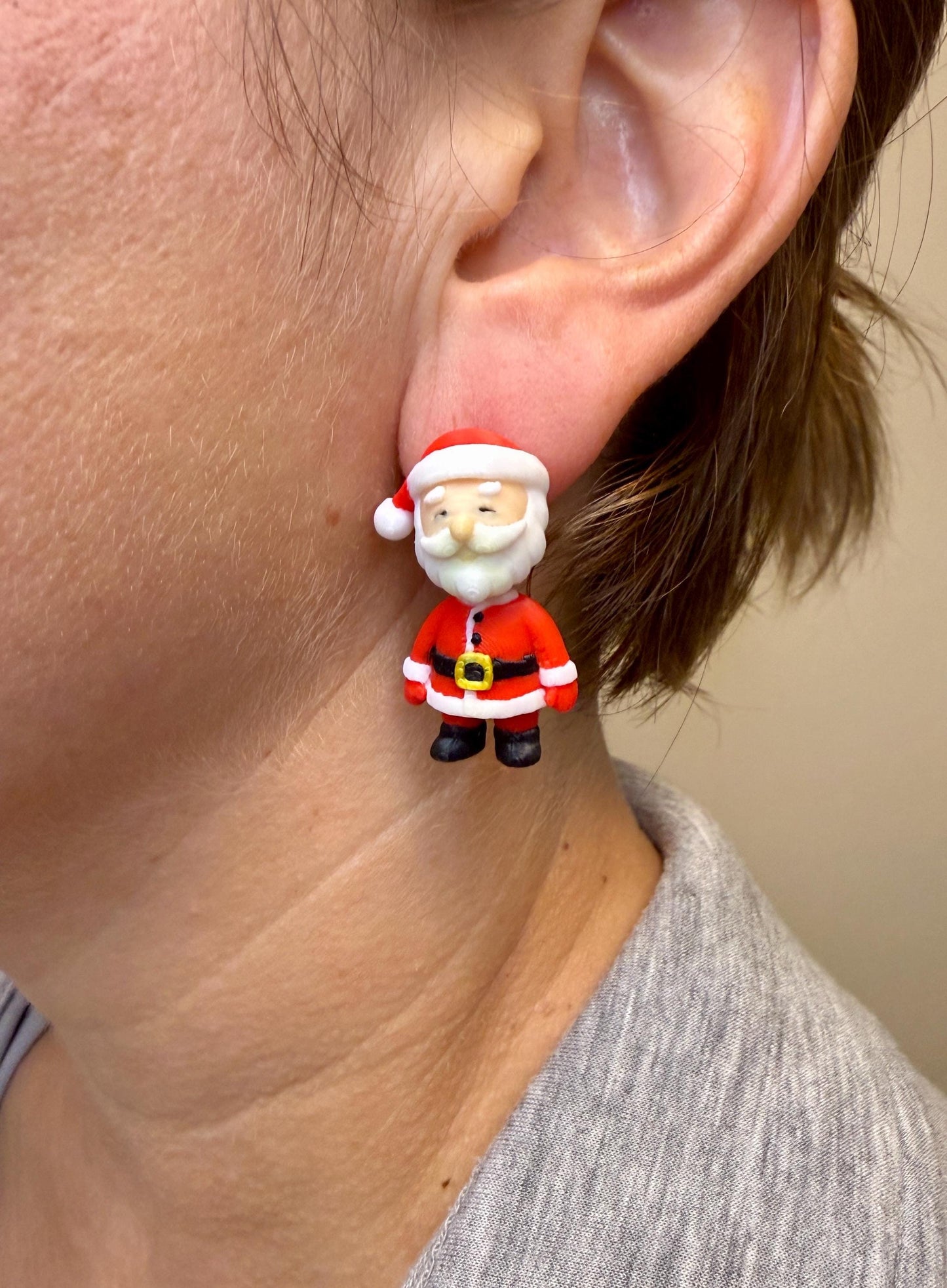 Santa Dangle Earrings | Christmas Earrings | Holiday Jewelry | Cute Santa Earrings | Festive Lightweight Earrings | Christmas Gift