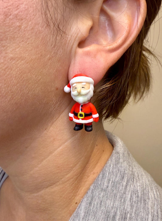 Santa Dangle Earrings | Christmas Earrings | Holiday Jewelry | Cute Santa Earrings | Festive Lightweight Earrings | Christmas Gift