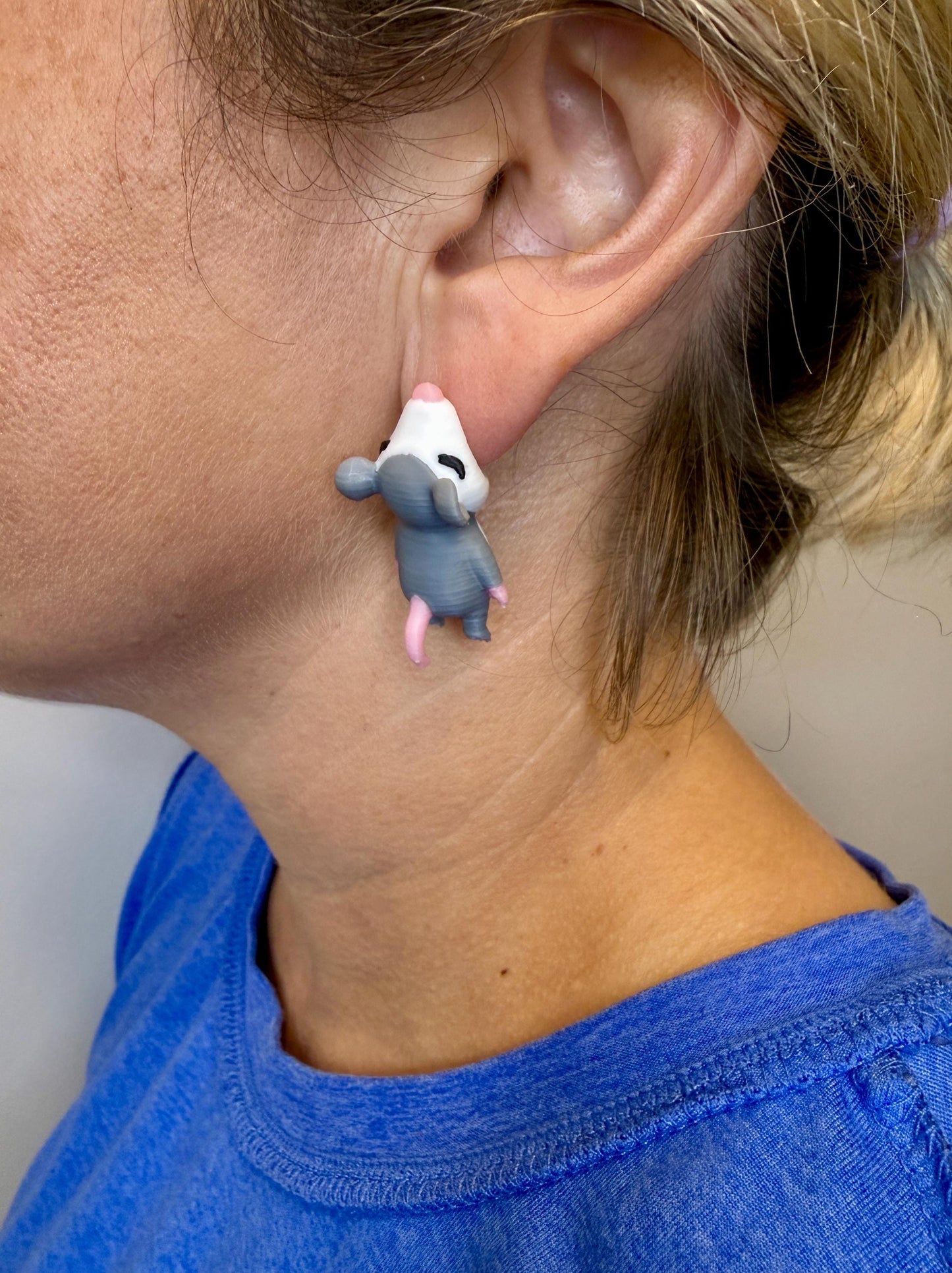 Possum Chomper Earrings | Funny Possum Earrings | 3D Printed Possum Jewelry | Opossum Earrings | Trash Cat Earrings | Quirky Animal Gift