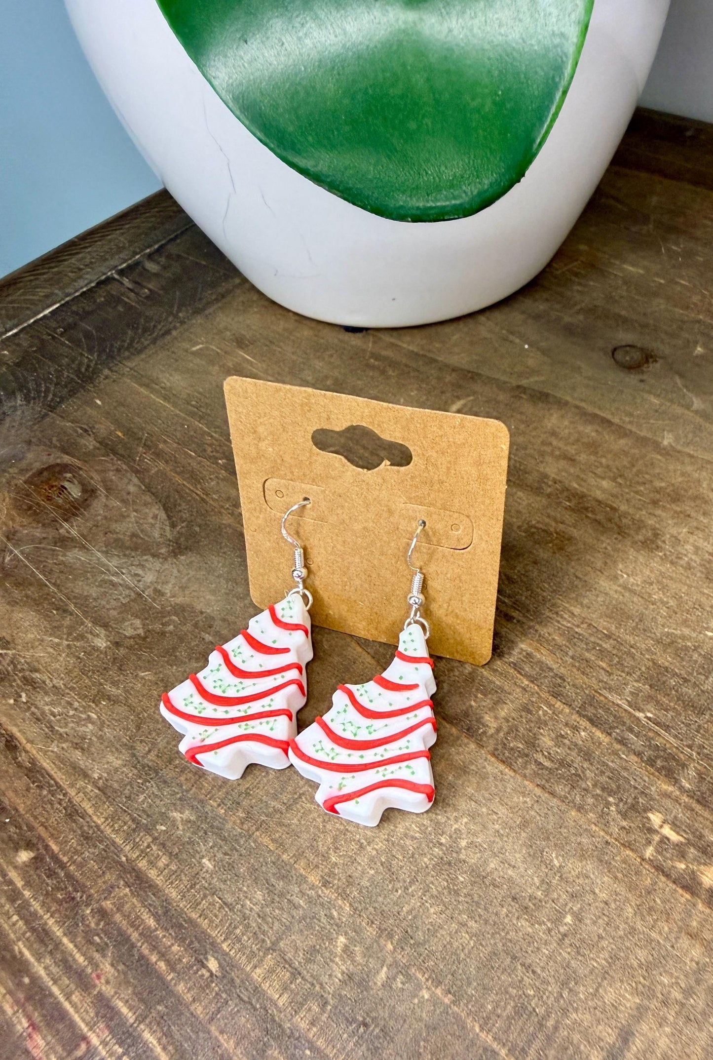 Christmas Cake Earrings | Holiday Dessert Earrings | Cute Christmas Dangles | Festive Cake Jewelry | Christmas Gift | Lightweight Earrings