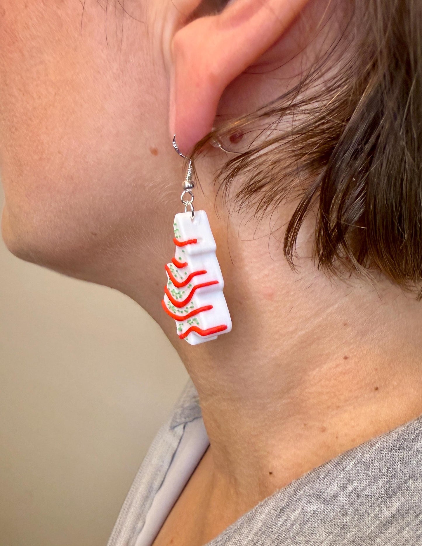 Christmas Cake Earrings | Holiday Dessert Earrings | Cute Christmas Dangles | Festive Cake Jewelry | Christmas Gift | Lightweight Earrings