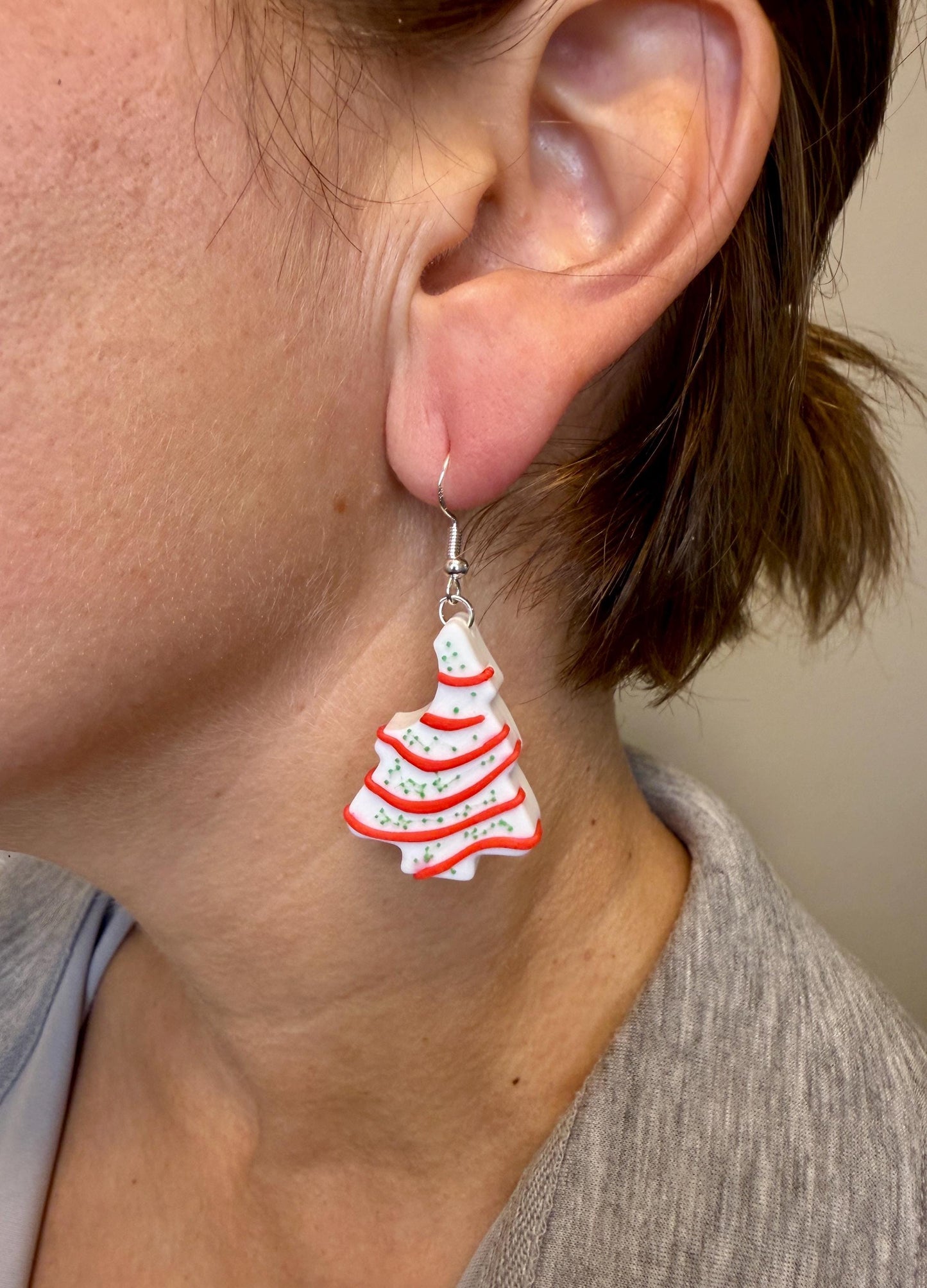 Christmas Cake Earrings | Holiday Dessert Earrings | Cute Christmas Dangles | Festive Cake Jewelry | Christmas Gift | Lightweight Earrings