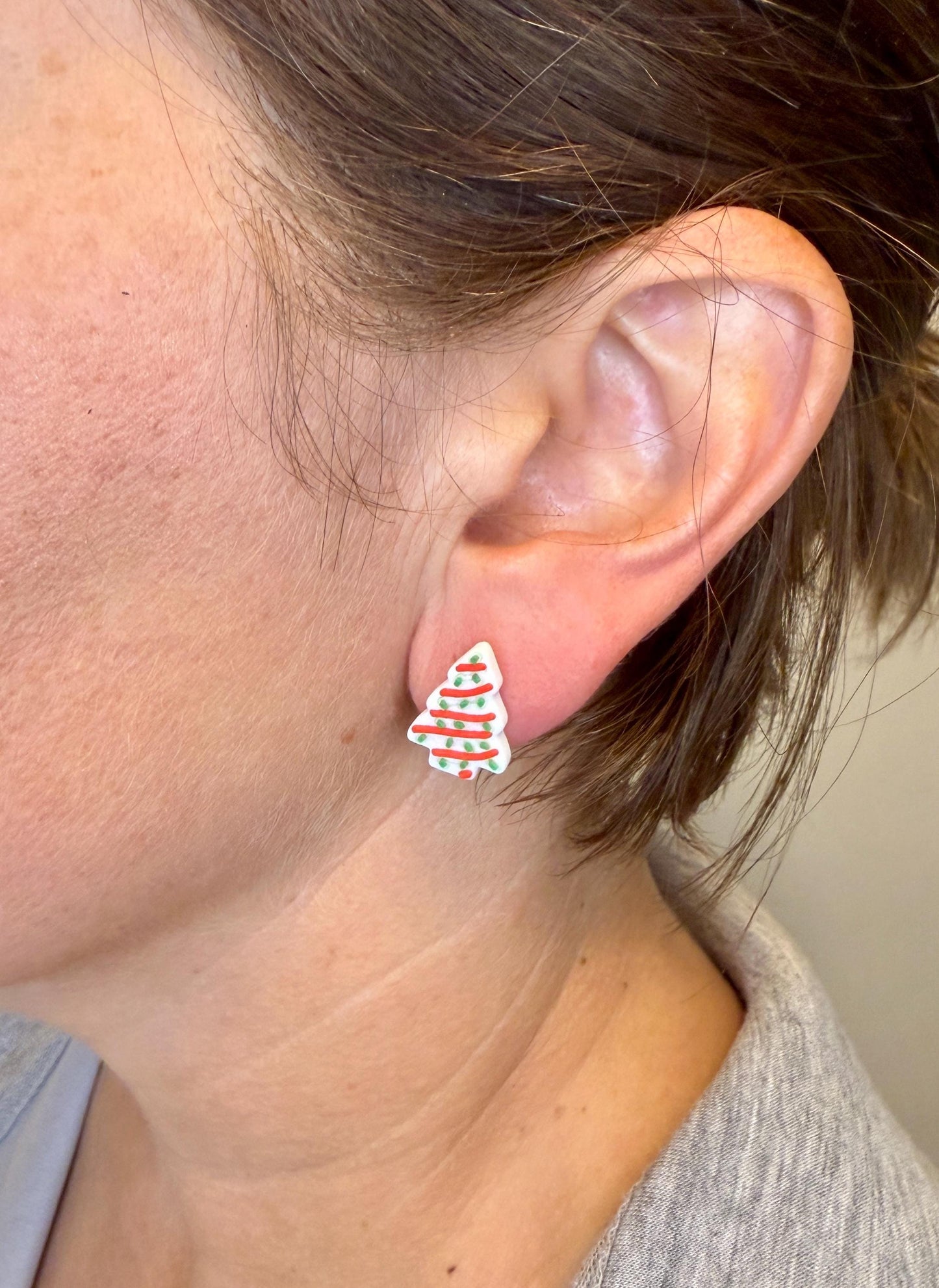 Christmas Cake Stud Earrings | Holiday Dessert Jewelry | Cute Christmas Studs | Festive Food Earrings | Christmas Gift | Lightweight Studs
