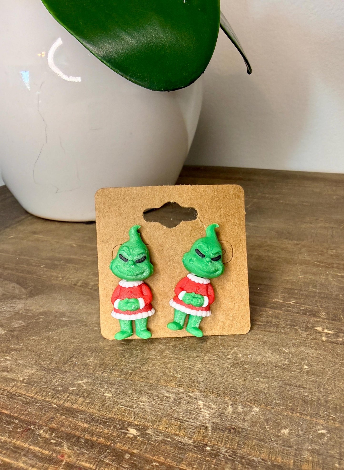 Grinch Christmas Character Earrings | Funny Holiday Earrings | Christmas Jewelry | Cute Green Dangle Earrings | Christmas Gift