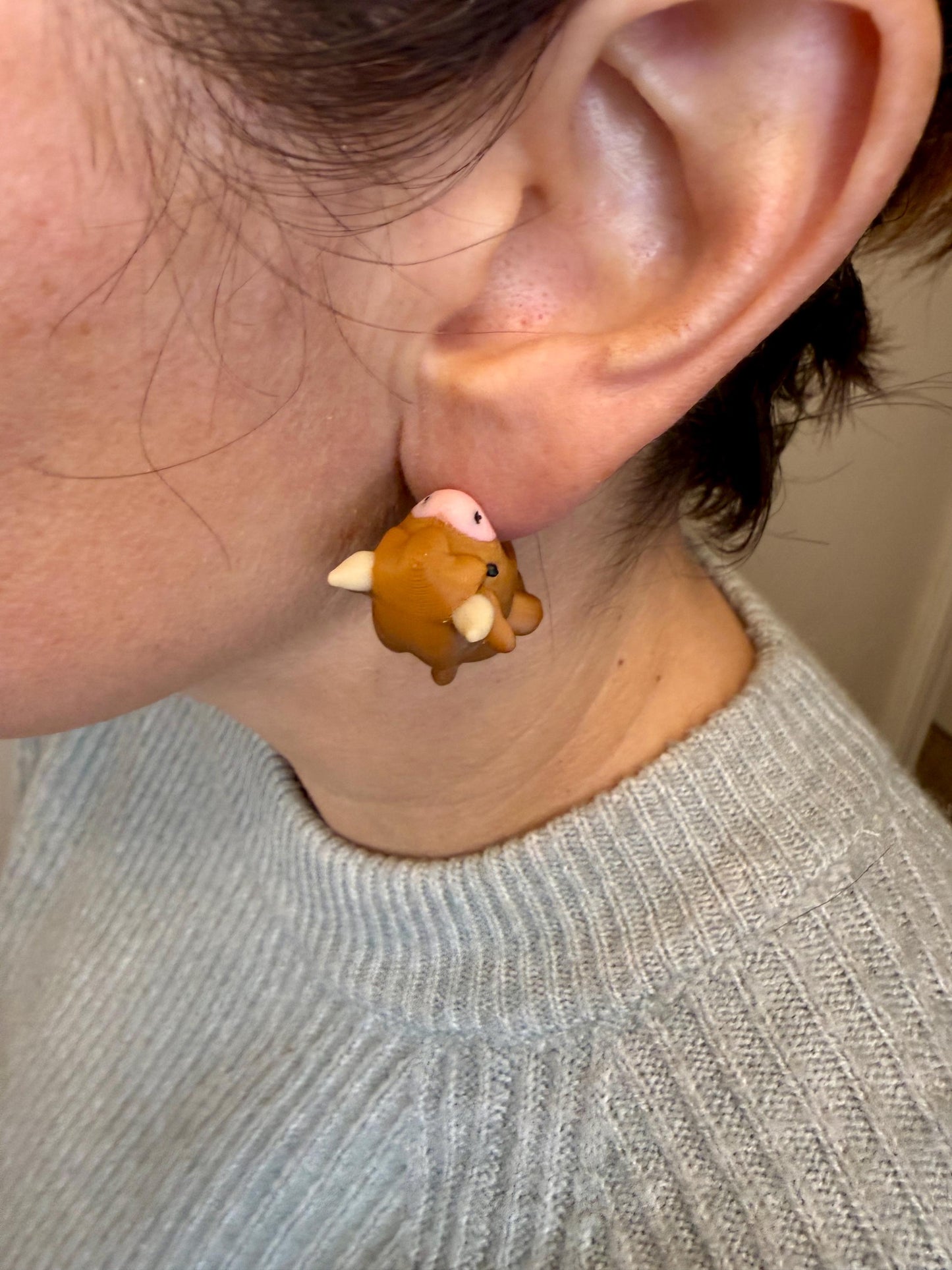 Highland Cow Chomper Earrings | Funny Cow Earrings | Farm Animal Jewelry | Cute Cow Gift | Animal Chomp Earrings