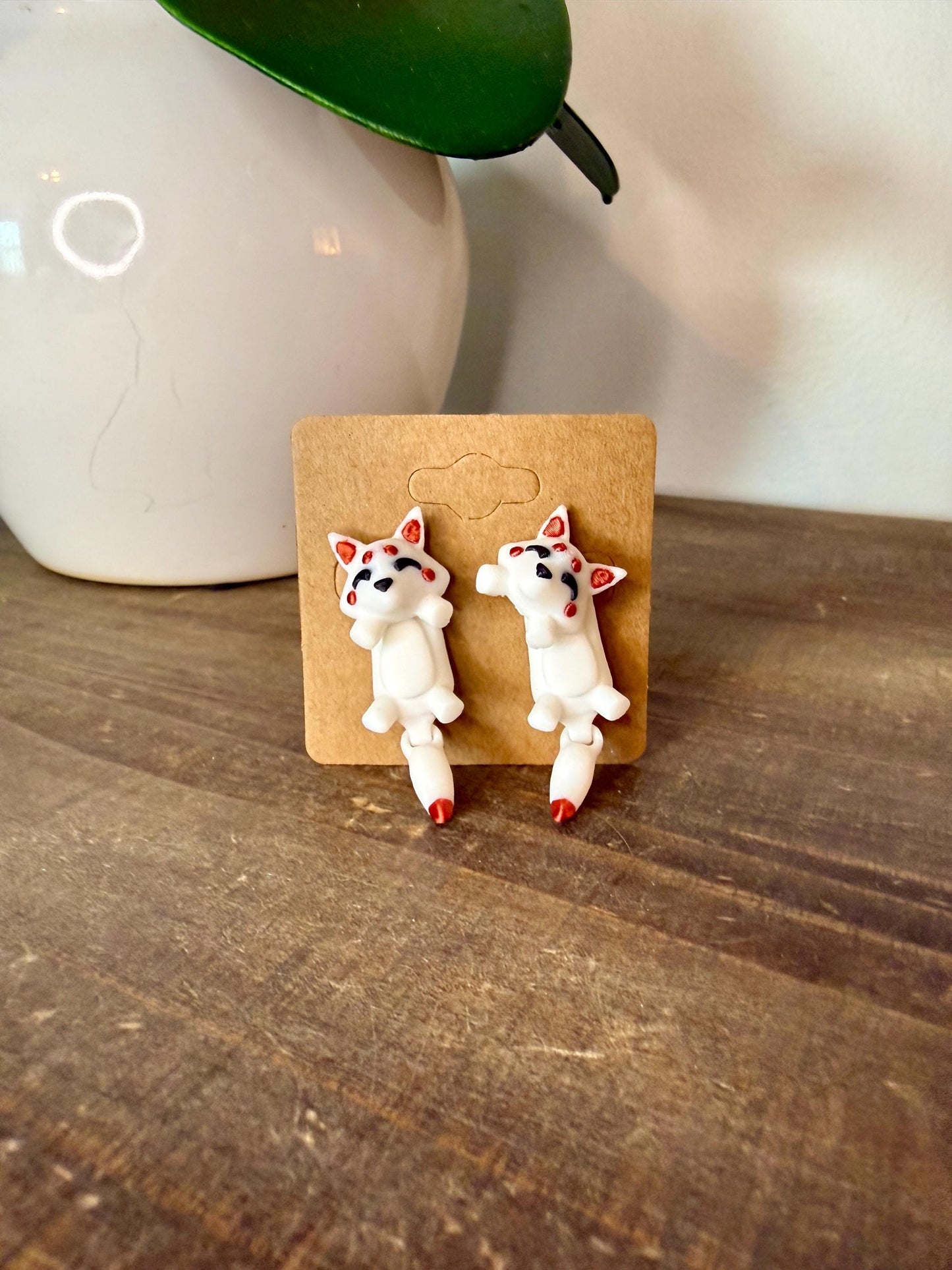 Japanese Kitsune Earrings | Fox Spirit Jewelry | Anime Style Earrings | Mythical Fox Dangles | Cute Fantasy Earrings