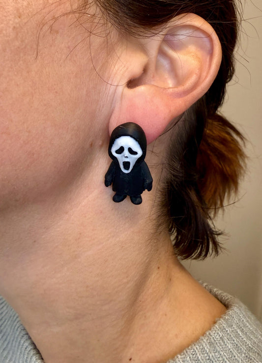 Scary Mask Earrings | Ghost Face | Horror Movie Jewelry | Spooky Dangle Earrings | Halloween Gift | Creepy Face Earrings