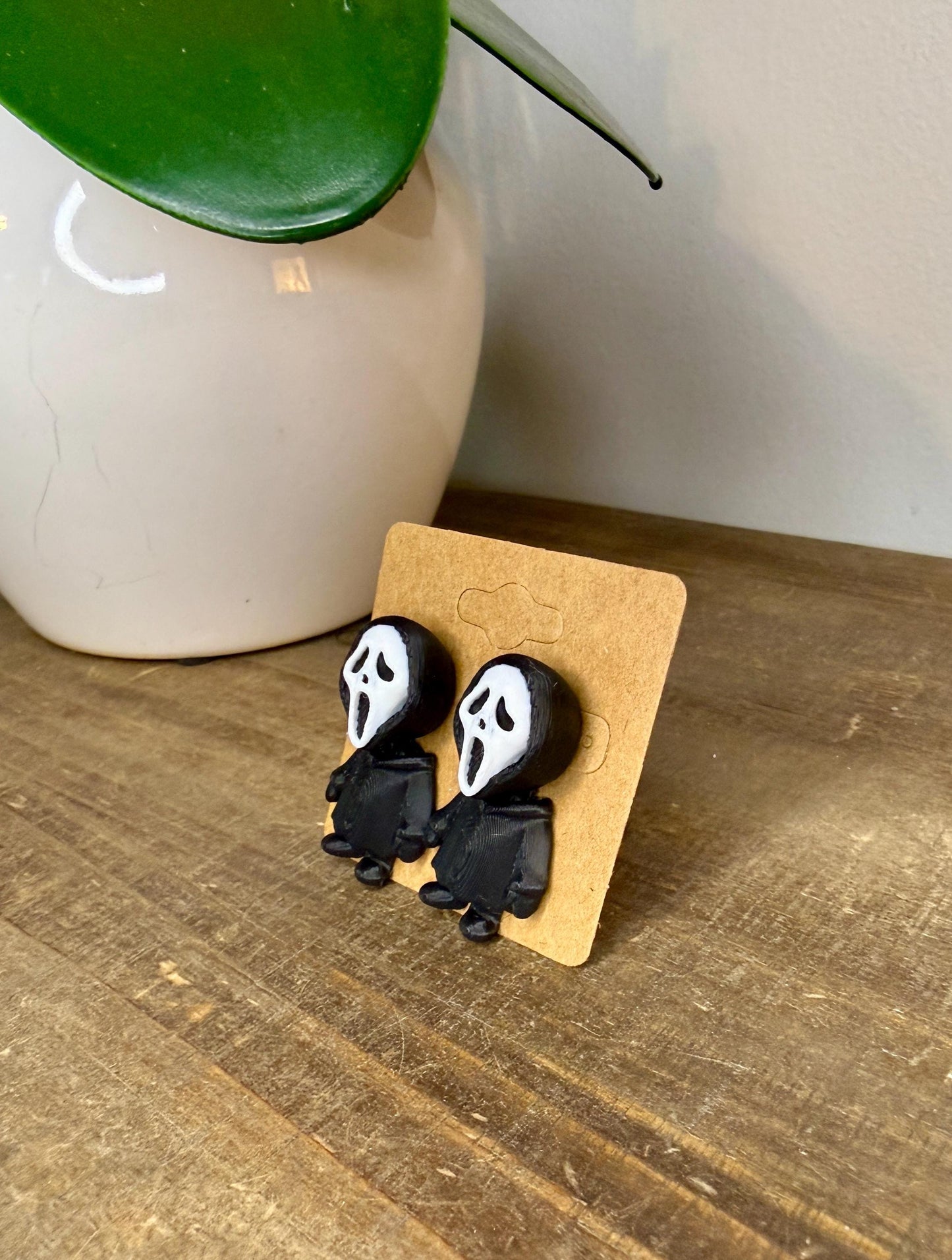 Scary Mask Earrings | Ghost Face | Horror Movie Jewelry | Spooky Dangle Earrings | Halloween Gift | Creepy Face Earrings
