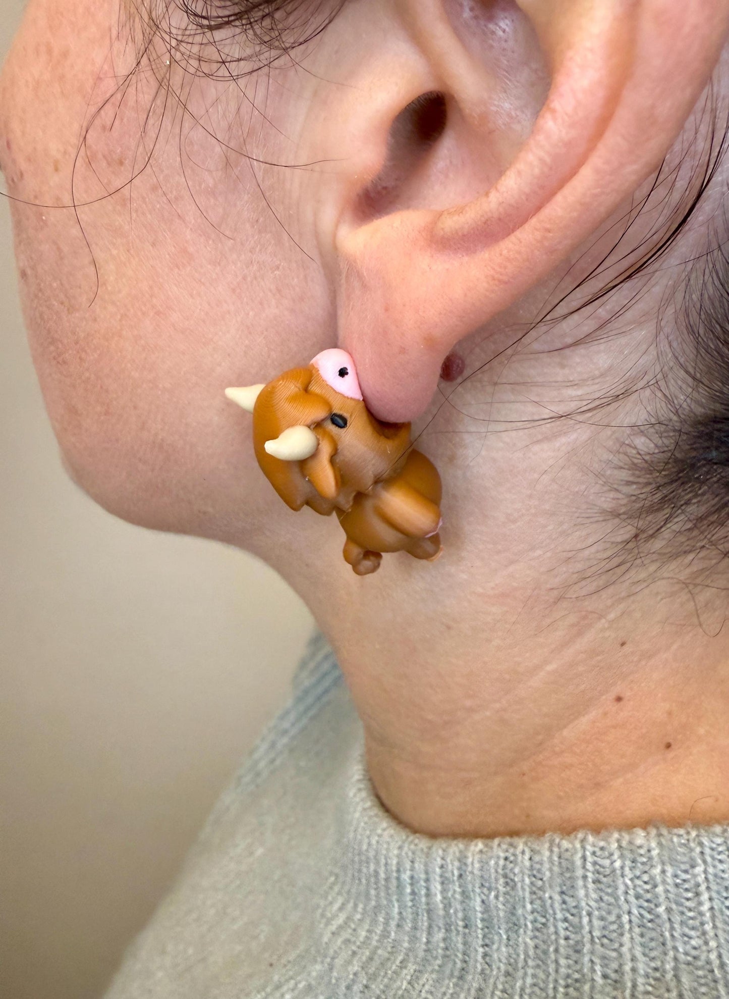 Highland Cow Chomper Earrings | Funny Cow Earrings | Farm Animal Jewelry | Cute Cow Gift | Animal Chomp Earrings