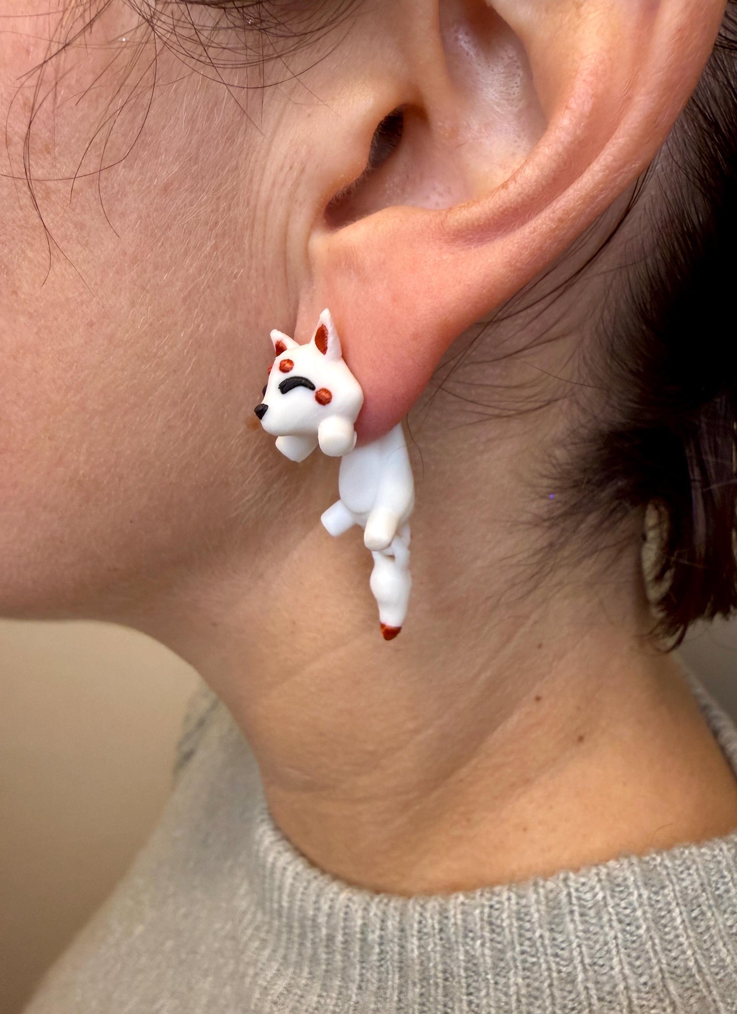 Japanese Kitsune Earrings | Fox Spirit Jewelry | Anime Style Earrings | Mythical Fox Dangles | Cute Fantasy Earrings