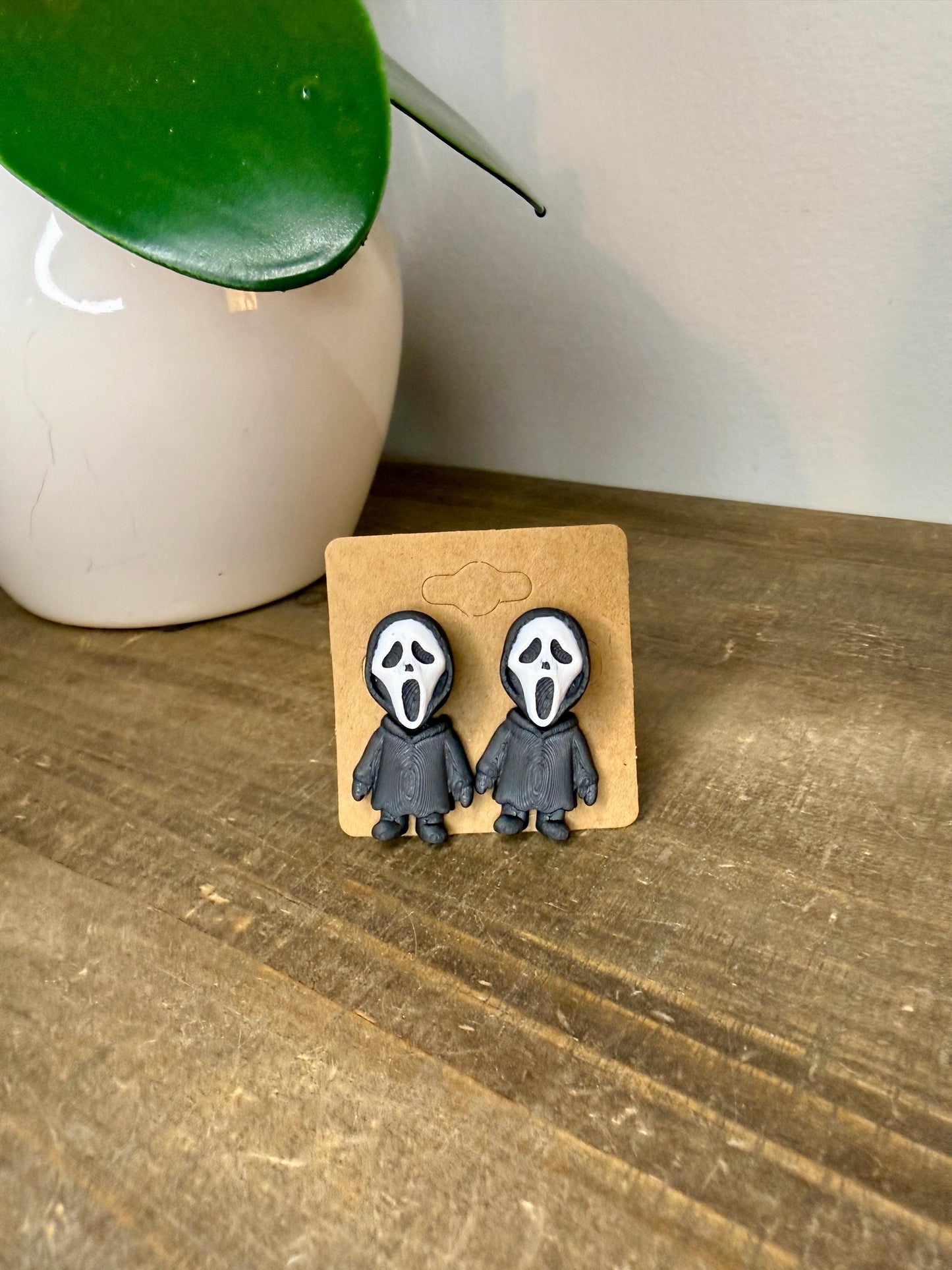 Scary Mask Earrings | Ghost Face | Horror Movie Jewelry | Spooky Dangle Earrings | Halloween Gift | Creepy Face Earrings