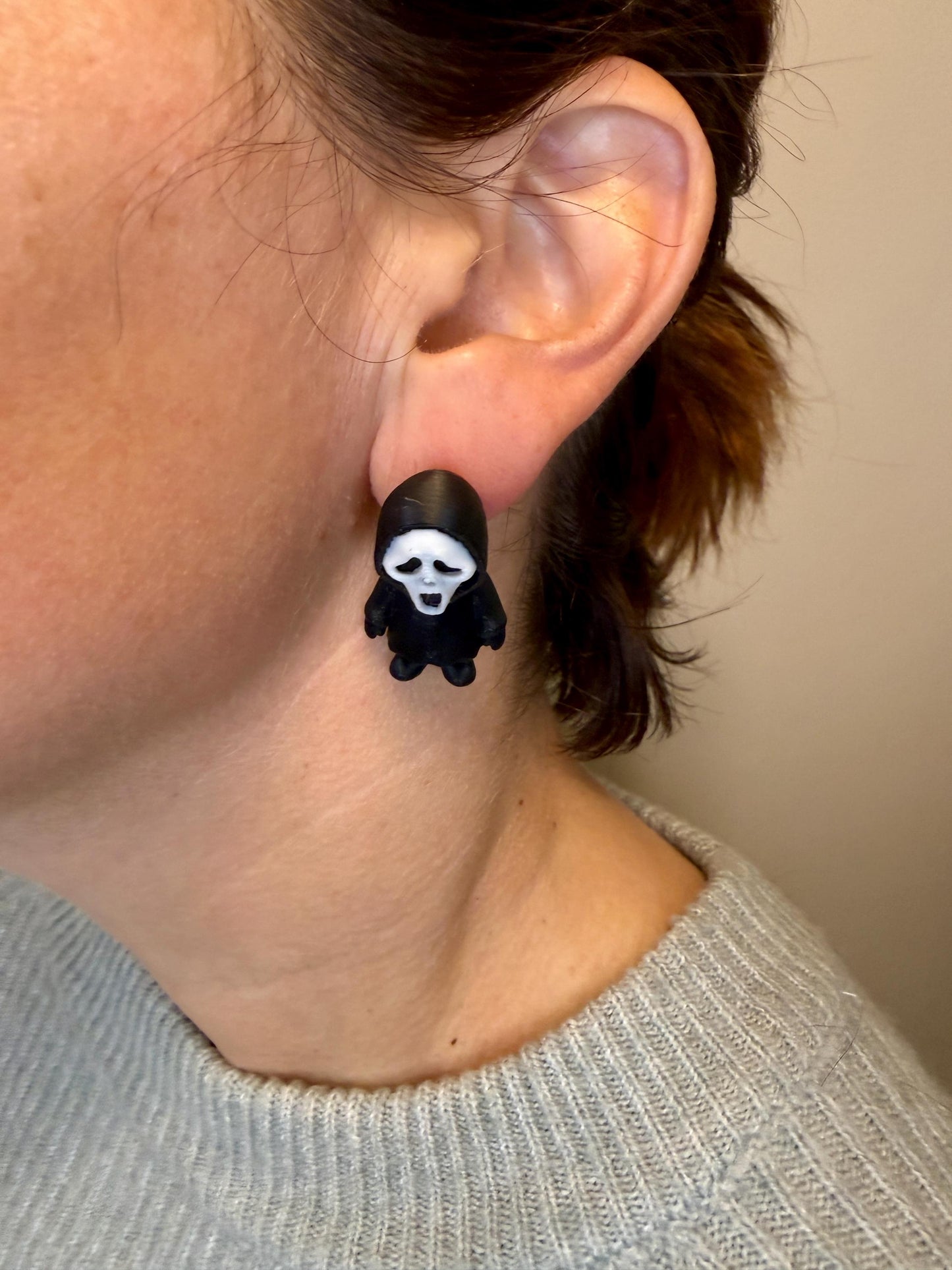 Scary Mask Earrings | Ghost Face | Horror Movie Jewelry | Spooky Dangle Earrings | Halloween Gift | Creepy Face Earrings