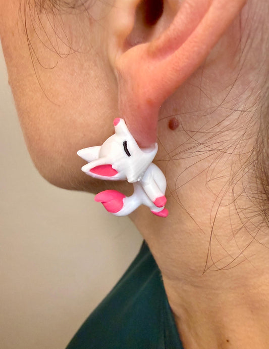 Kitsune Chomper Earrings | Fox Spirit Jewelry | Anime Style Earrings | Mythical Fox Dangles | Cute Fantasy Earrings | Japanese Kitsune