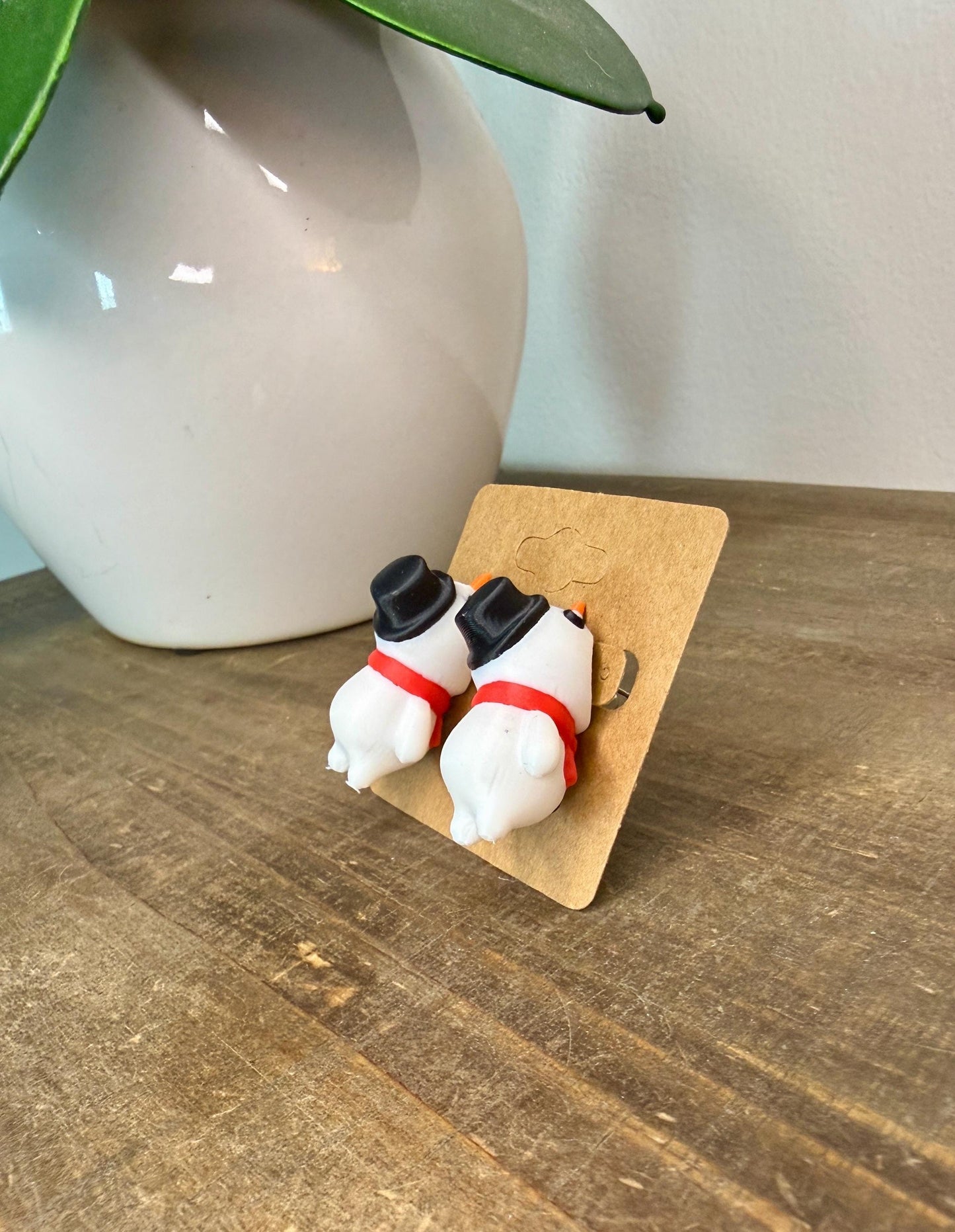 Snowman Chomper Earrings | Funny Christmas Earrings | Winter Jewelry | Holiday Studs | Cute Snowman Gift