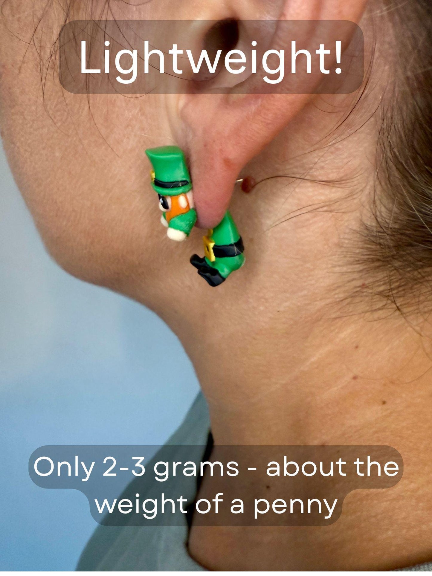 Leprechaun Dangle Earrings | St. Patrick’s Day Jewelry | Lucky Irish Earrings | 3D Printed Festive Earrings | Shamrock Party Gift