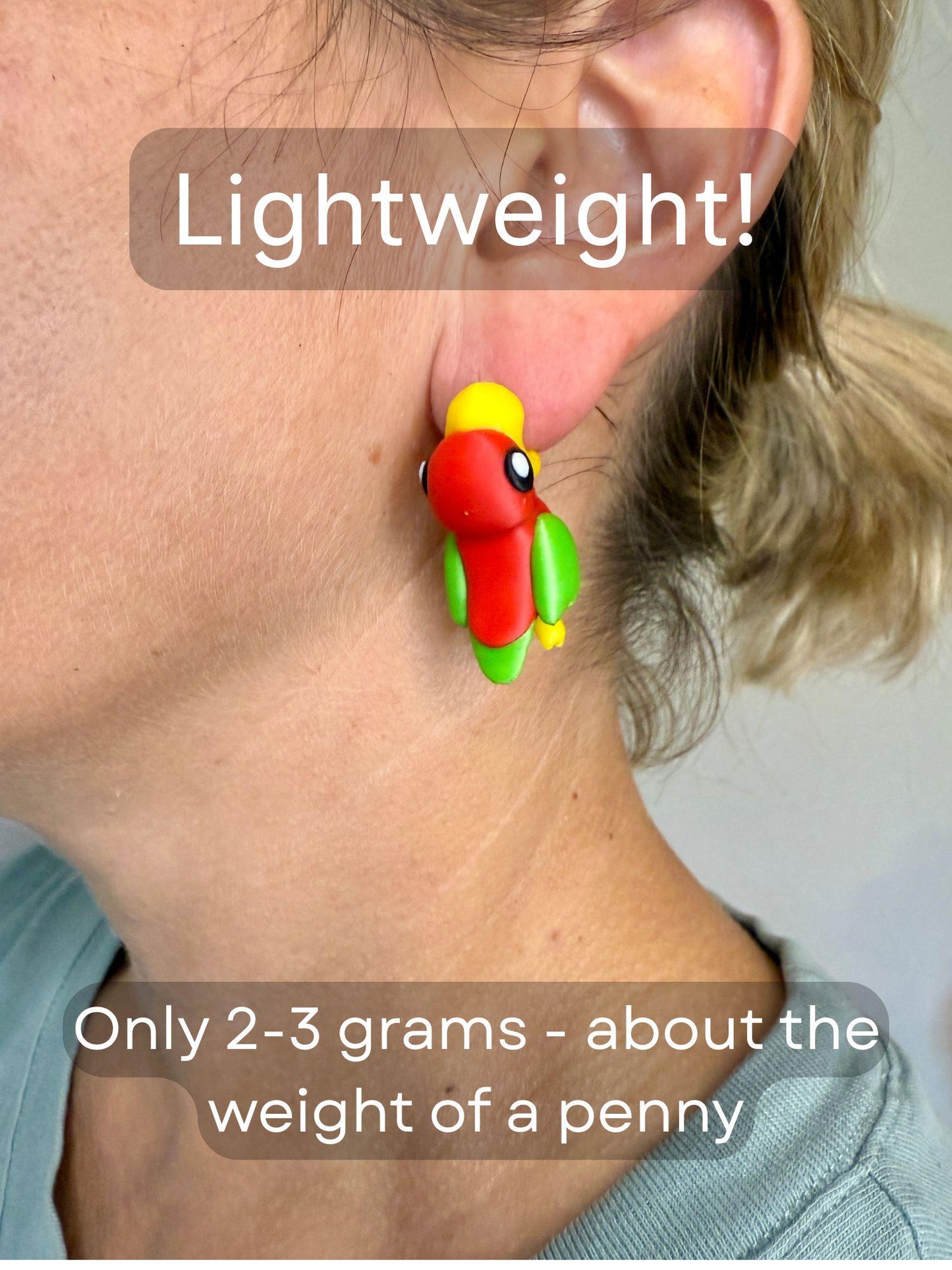 Parrot Chomper Earrings | Tropical Bird Earrings | Colorful Animal Jewelry | 3D Printed Exotic Bird Earrings | Vacation Statement Gift