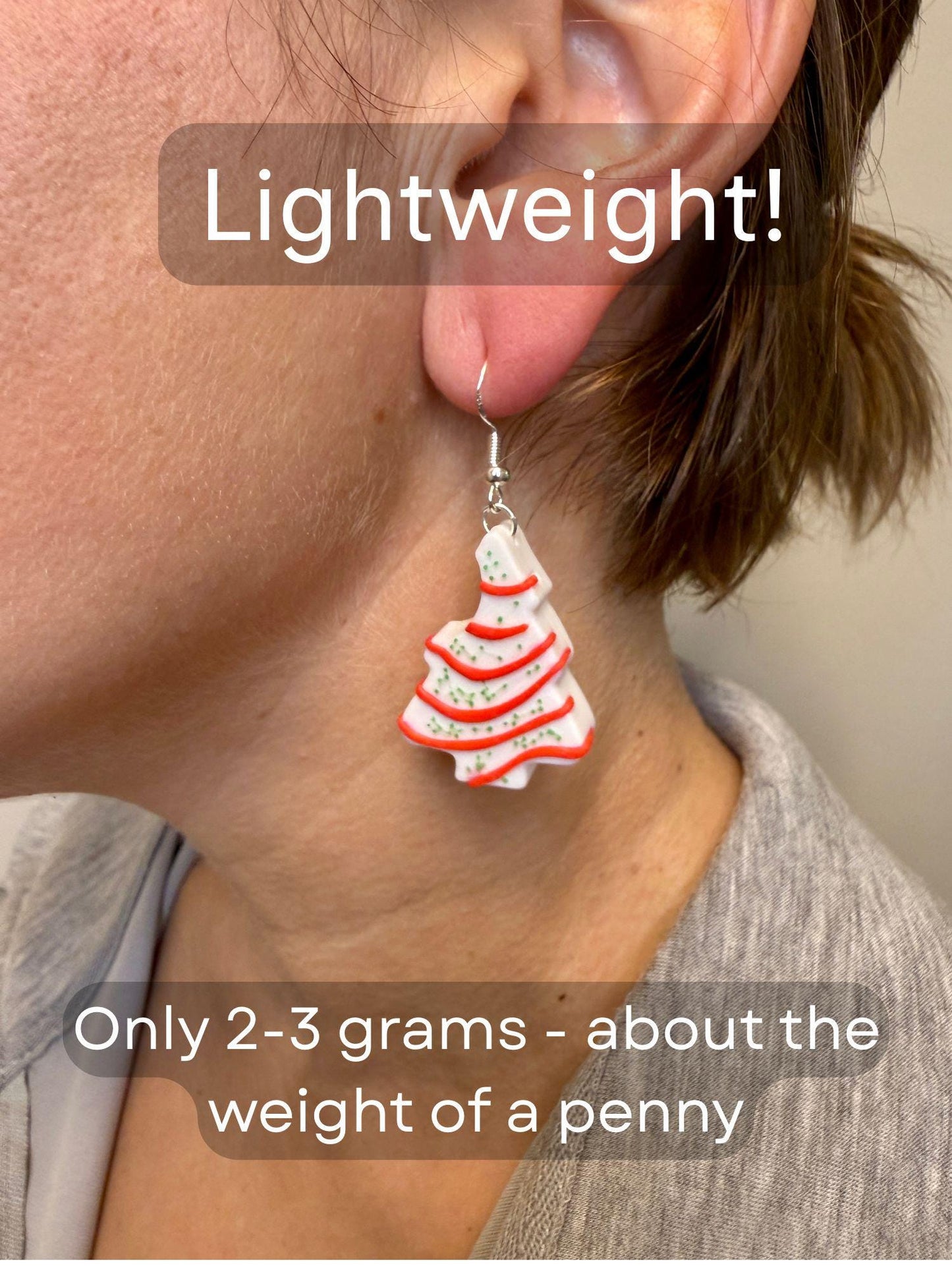 Christmas Cake Earrings | Holiday Dessert Earrings | Cute Christmas Dangles | Festive Cake Jewelry | Christmas Gift | Lightweight Earrings