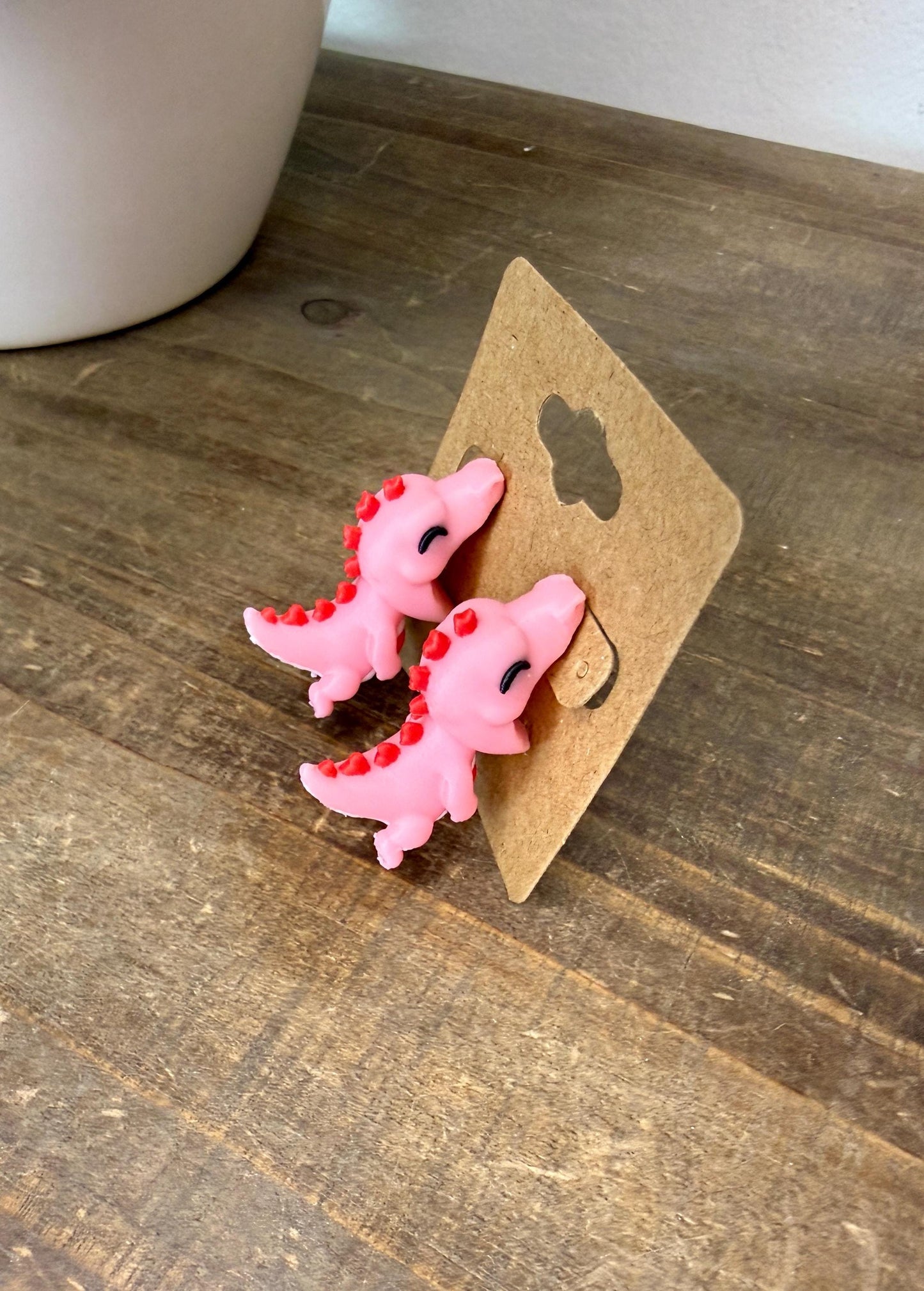 Heart Dragon Chomper Earrings | Pink Dragon Dangle Earrings | Cute Fantasy Animal Jewelry | 3D Printed Valentine Gift | Kawaii Accessory