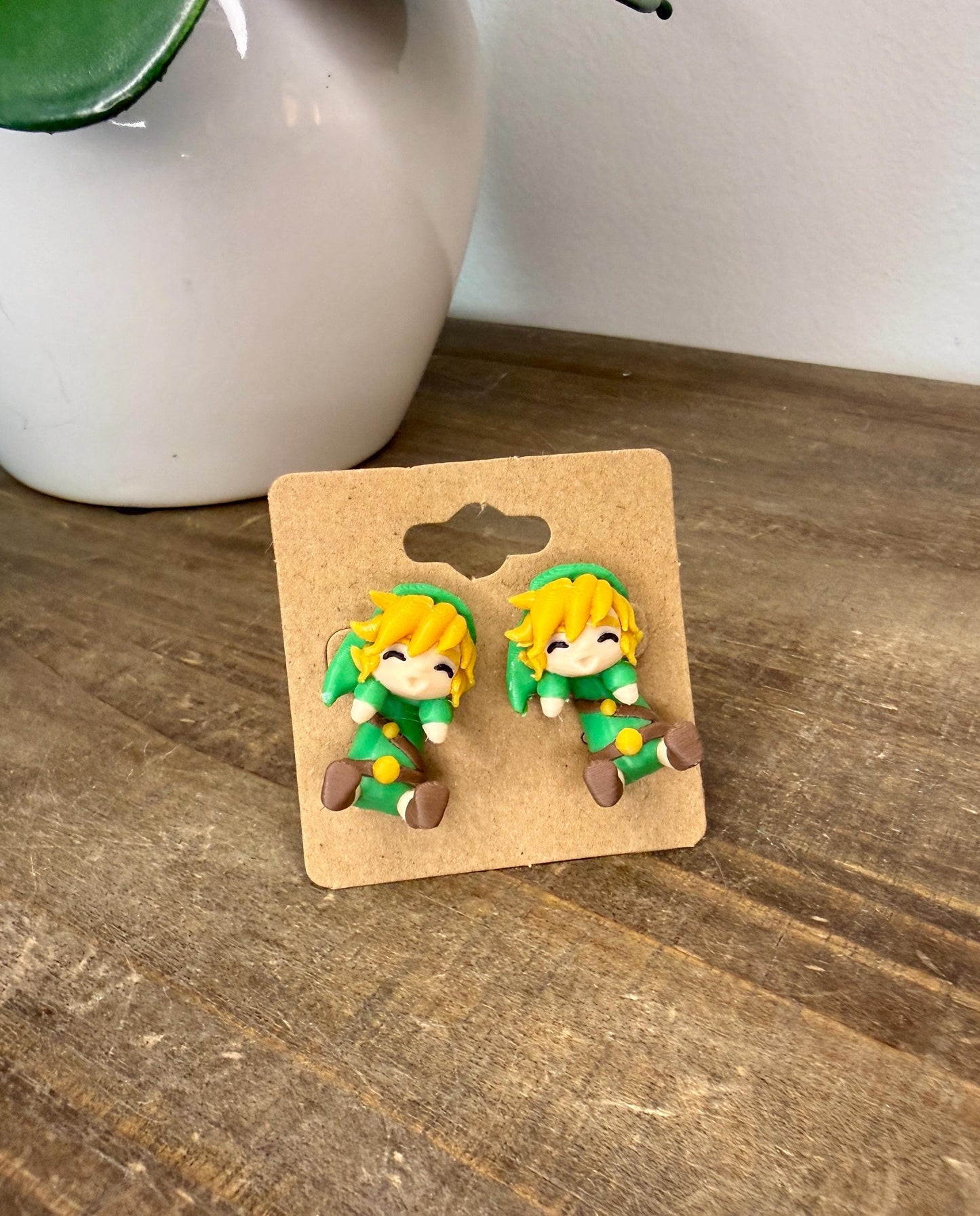 Legendary Elf Knight Dangle Earrings | Fantasy Elf Warrior Jewelry | Green Tunic Hero Earrings | 3D Printed Gamer Gift | Cosplay Accessory