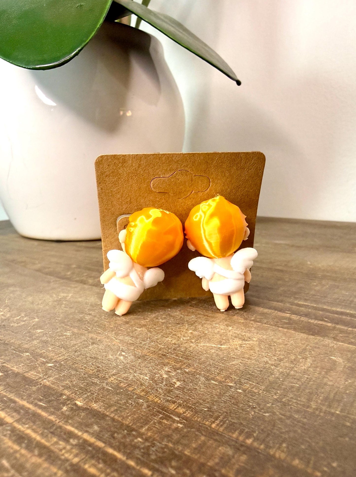 Cupid Chomper Earrings | Lightweight Angel Earrings | Cute Valentine Gift | 3D Printed Romantic Jewelry