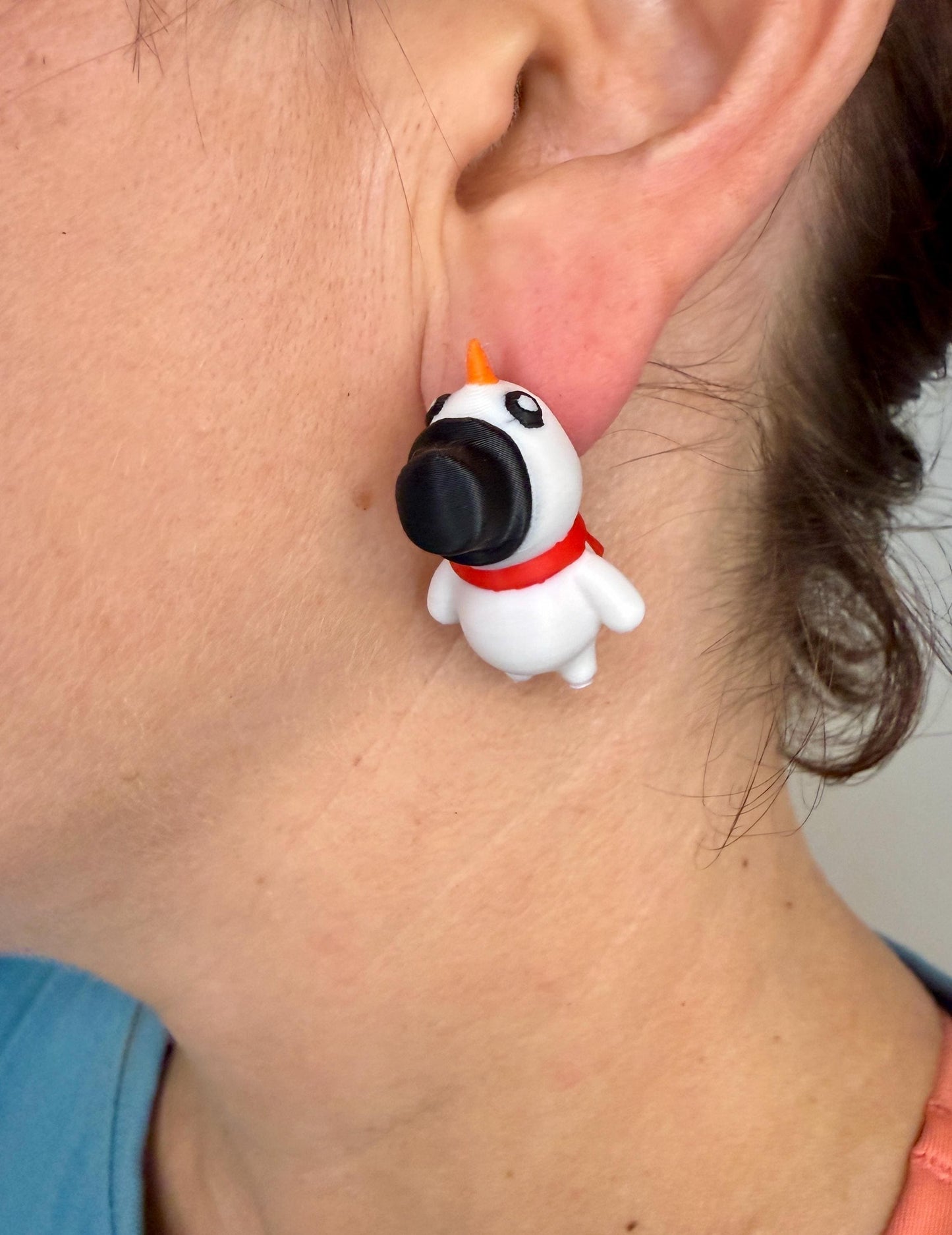 Snowman Chomper Earrings | Funny Christmas Earrings | Winter Jewelry | Holiday Studs | Cute Snowman Gift