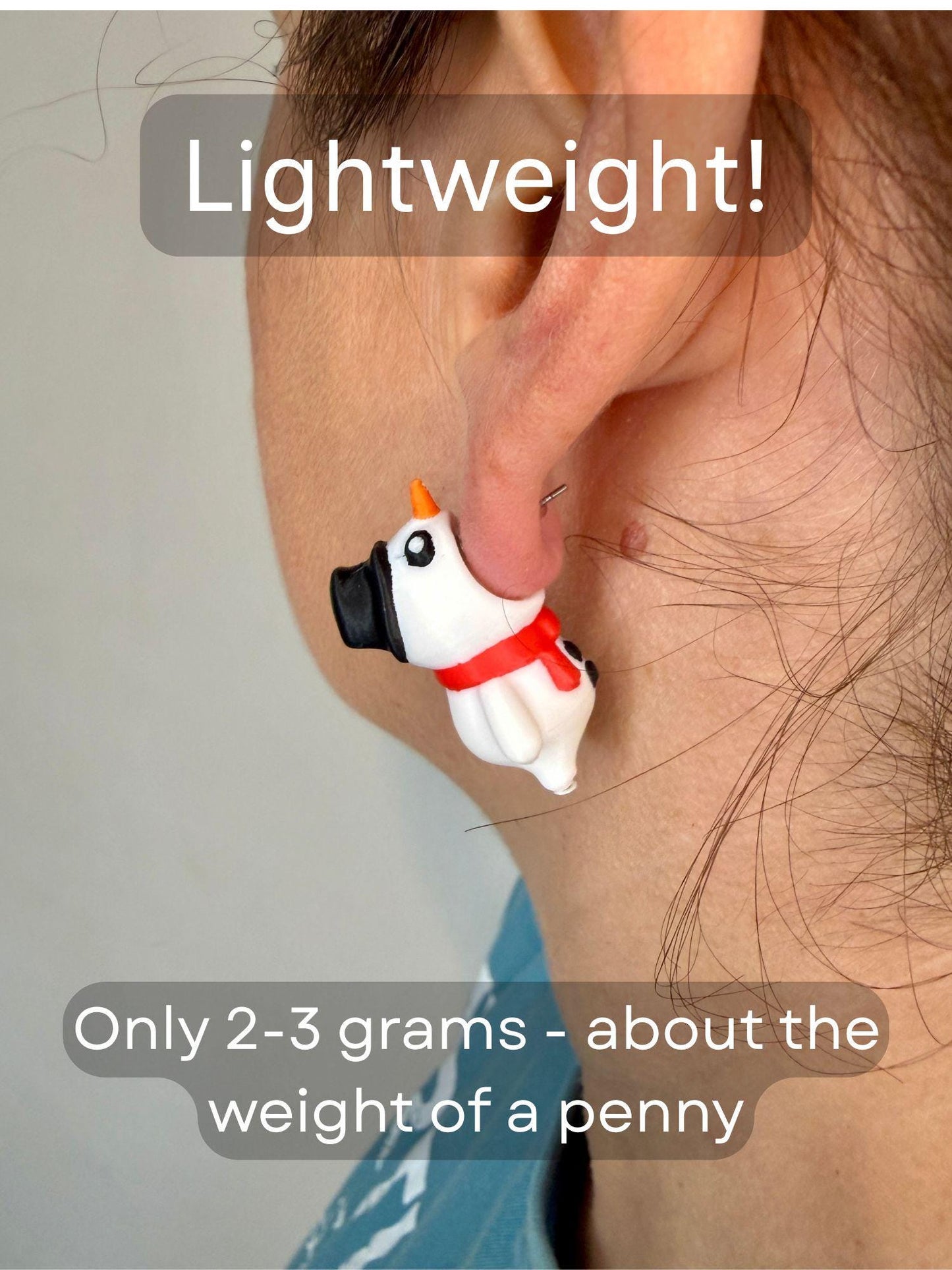 Snowman Chomper Earrings | Funny Christmas Earrings | Winter Jewelry | Holiday Studs | Cute Snowman Gift