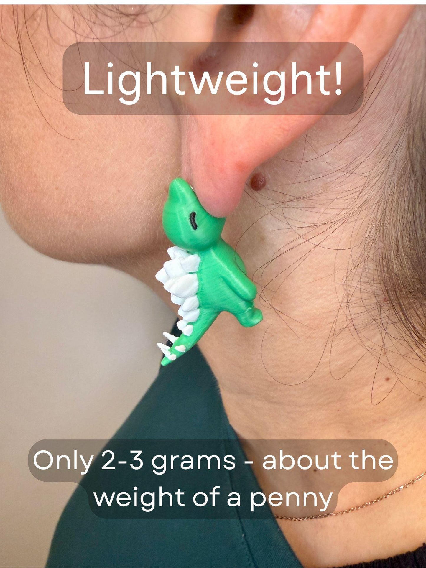 Stegosaurus Chomper Dangle Earrings | Cute Dino Jewelry | 3D Printed Dinosaur Earrings | Prehistoric Animal Gift | Fun Statement Accessory