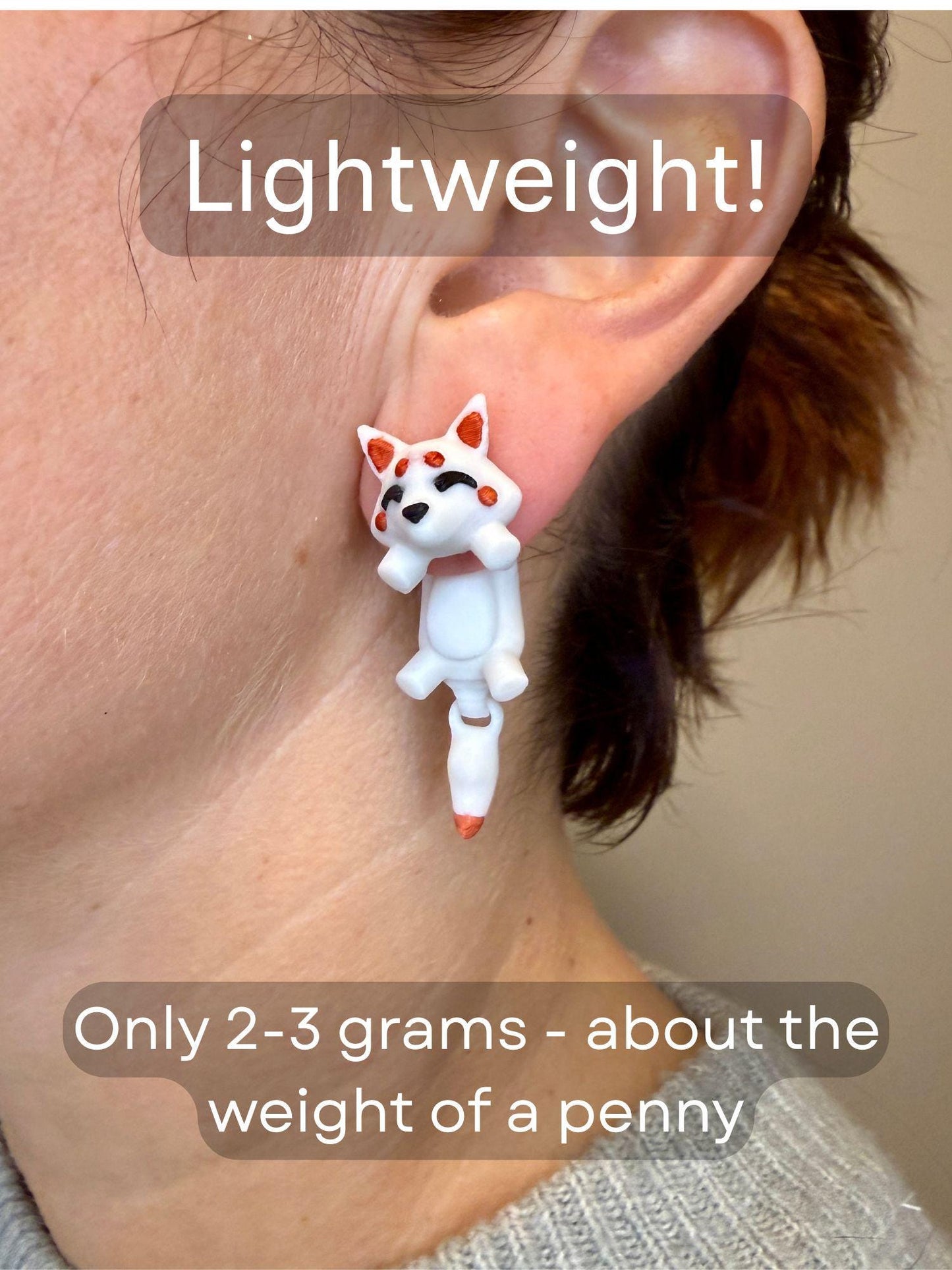 Japanese Kitsune Earrings | Fox Spirit Jewelry | Anime Style Earrings | Mythical Fox Dangles | Cute Fantasy Earrings