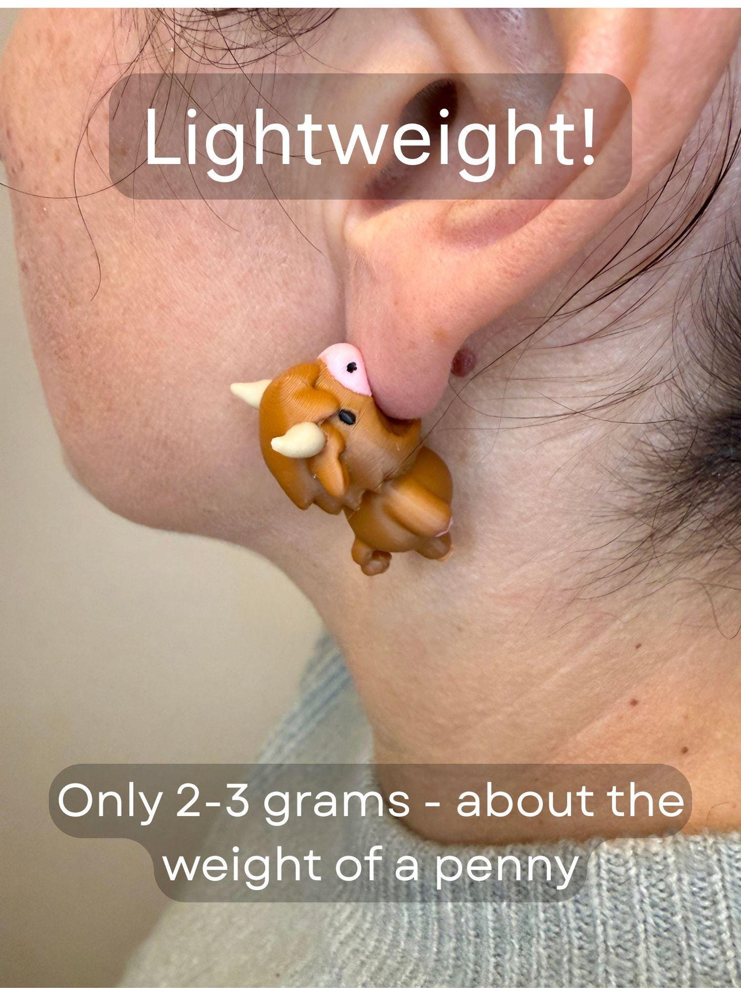 Highland Cow Chomper Earrings | Funny Cow Earrings | Farm Animal Jewelry | Cute Cow Gift | Animal Chomp Earrings