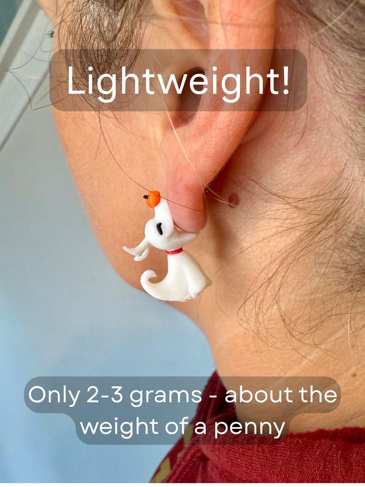 Zero Ghost Dog Earrings | 3D Printed Halloween Jewelry | Cute Ghost Earrings | Spooky Chomper Earrings | Nightmare Style Gift