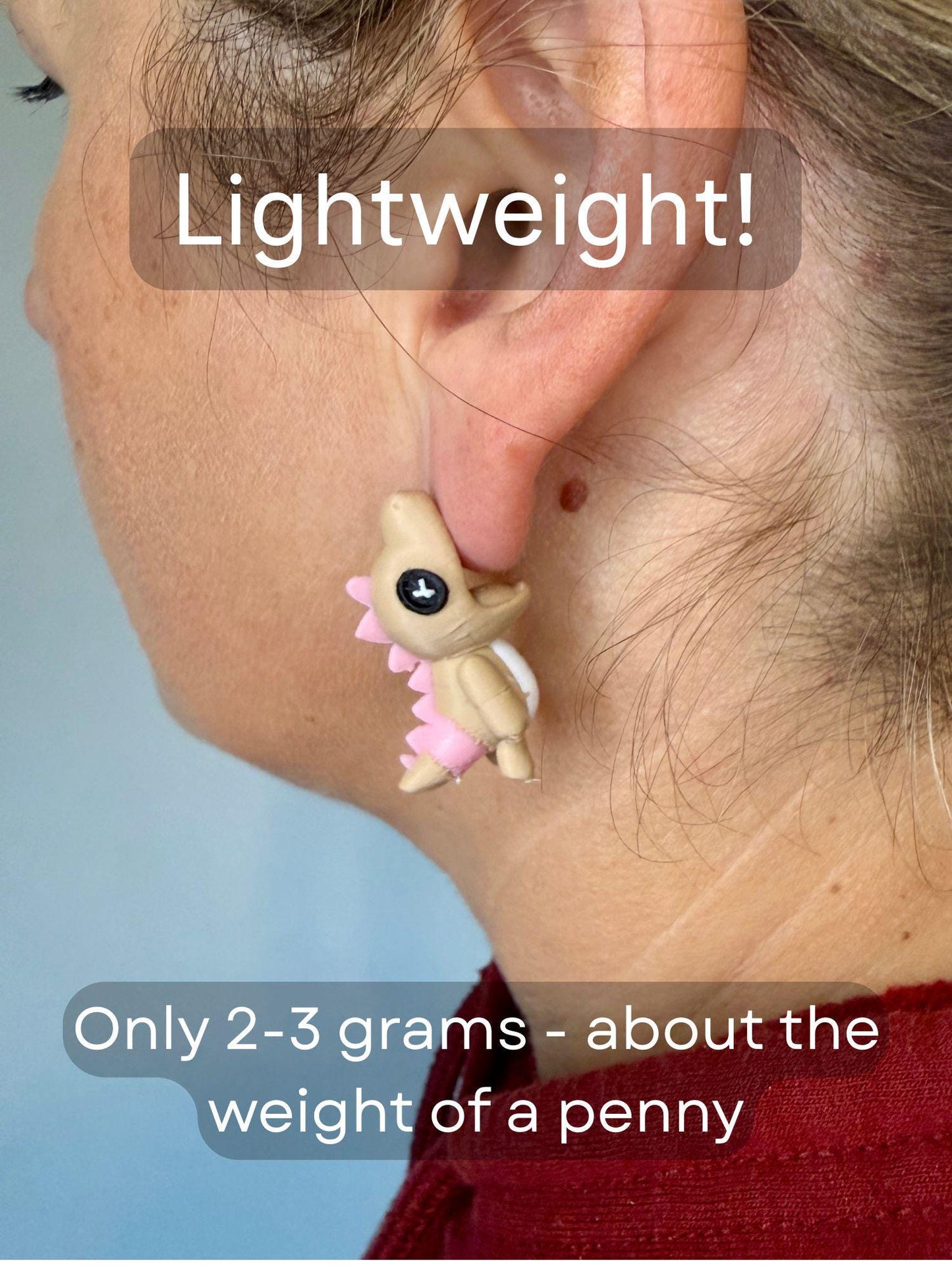 Patchwork Dragon Earrings | 3D Printed Fantasy Jewelry | Cute Pastel Dragon Earrings | Whimsical Chomper Earrings | Unique Gift