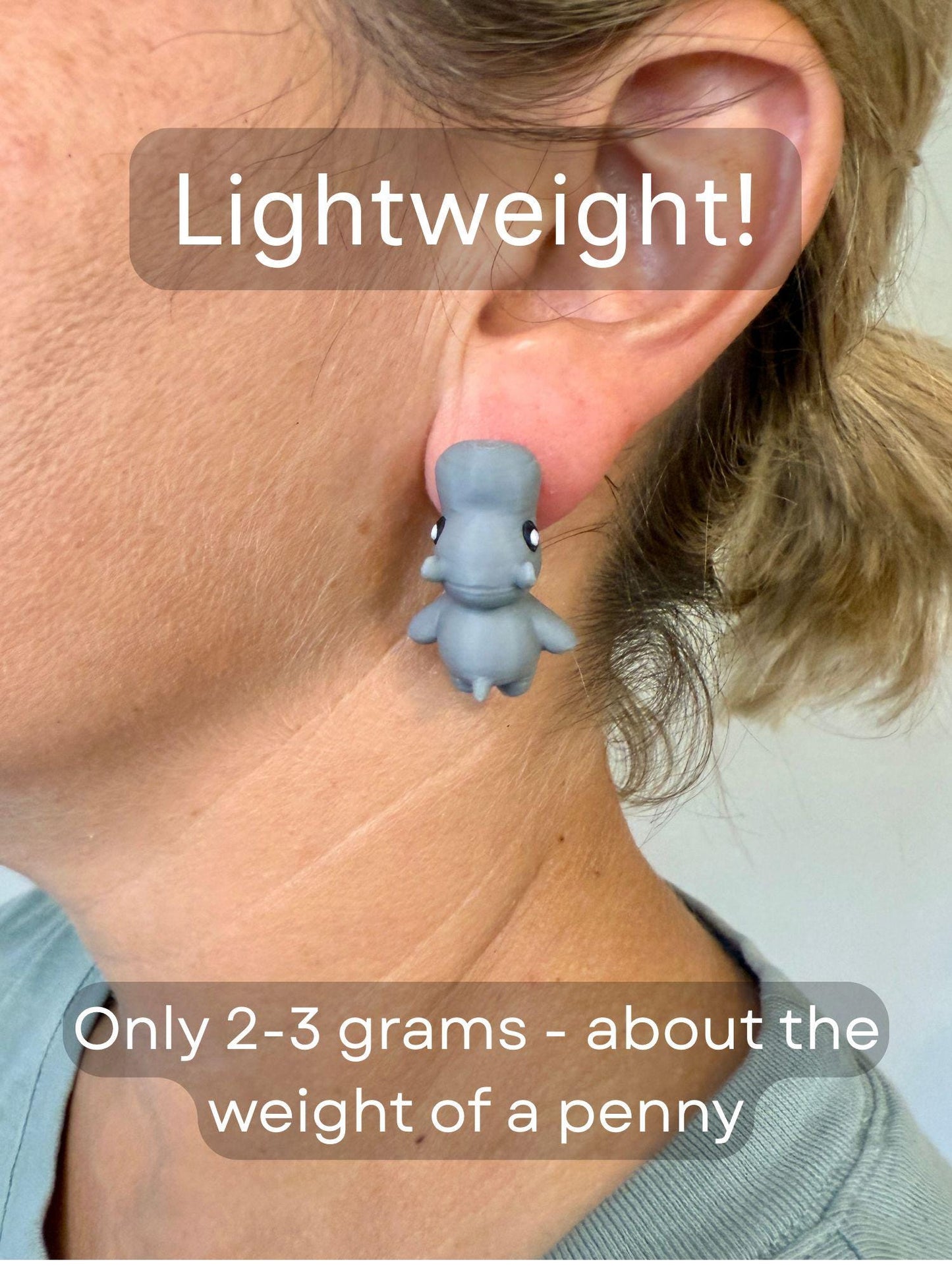 Hippo Chomper Earrings | Funny Animal Jewelry | 3D Printed Hippo Earrings | Wildlife Statement Earrings | Quirky Zoo Gift