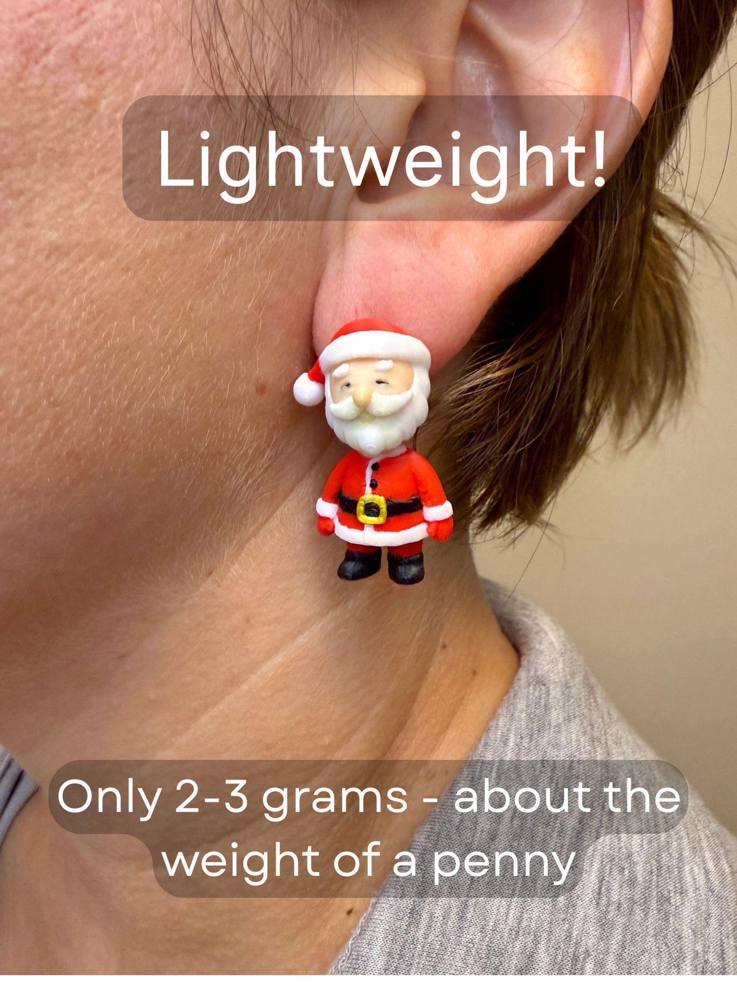 Santa Dangle Earrings | Christmas Earrings | Holiday Jewelry | Cute Santa Earrings | Festive Lightweight Earrings | Christmas Gift