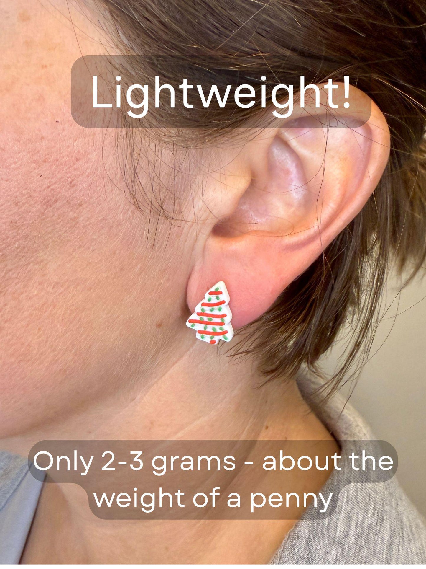 Christmas Cake Stud Earrings | Holiday Dessert Jewelry | Cute Christmas Studs | Festive Food Earrings | Christmas Gift | Lightweight Studs